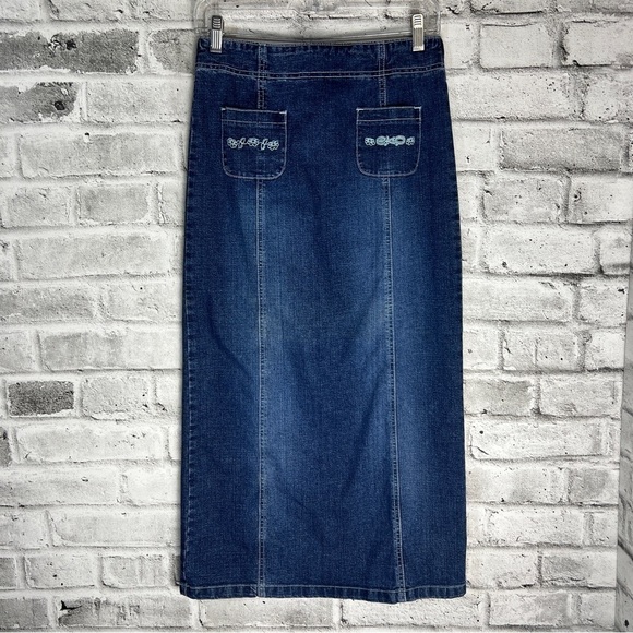 Vintage Y2K Medium Wash Denim Maxi Jean Skirt Size Small - Picture 7 of 10